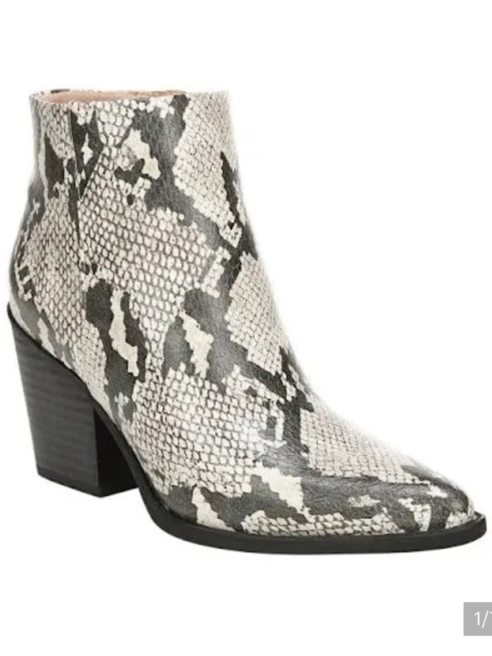 SOUL Naturalizer Snake-Print Ankle Boot in White and Black